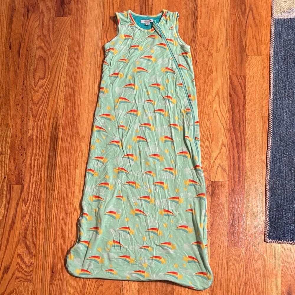 Posh Peanut Teal Baby Sleep Sack with Rainbow Accents